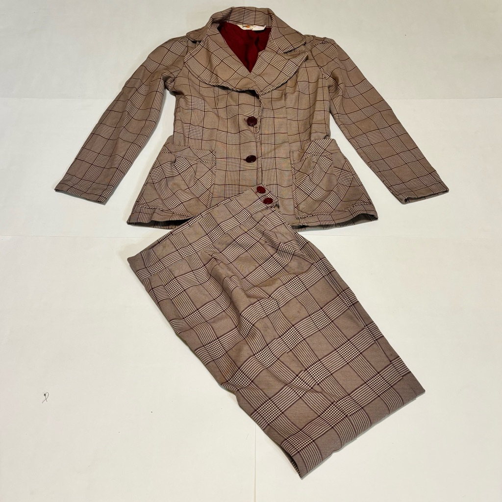 Junior World Plaid Pants Suit